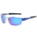 Outdoor Cycling Sports Polarized Sunglasses with Clear Frame and Blue Mirror Lens SKU - Transparent Frame Blue Temples