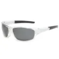 Outdoor sports cycling polarized sunglasses with clear frame and grey lens for sun protection. - Transparent Frame Silver Temples