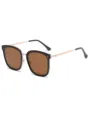 Modische quadratische Sonnenbrille für Damen, Schwarz-Roségold, braune Gläser. - Schwarz Roségold Braun Linse (Polarisiert)