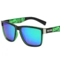Gafas de sol polarizadas para hombre con lentes de espejo azules y montura negra y verde exterior. - Montura Verde Lente Verde