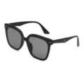Große schwarze quadratische Sonnenbrille Damen und Herren, UV-Schutz Sonnenbrille Autofahren. - Glänzend Schwarzer Rahmen Graue Linse