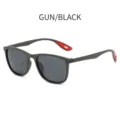 Herren Outdoor Sport Sonnenbrille Gunmetal Schwarz Rahmen UV Schutz Radfahren Brille - Gunmetal-Rahmen Schwarz-graue Gläser
