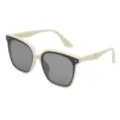 Modische Oversized Sonnenbrille für Damen und Herren mit UV-Schutz und breitem Rahmen. - Beige Rahmen Graue Gläser