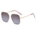 Metallrahmen Polygon Farbverlauf Sonnenbrille für Damen stilvoller UV400 Sonnenschutz Brille rose - Roségold Rahmen Grauverlauf