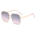 Modische roségoldene Metallrahmen-Sonnenbrille mit stylischen übergroßen Polygon-Gläsern. - Roségoldener Rahmen Verlaufsrosa Linse