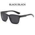 Schwarze Radfahr-Sonnenbrille, stilvolle Outdoor-Sport-UV-Schutz-polarisierte Brille. - Schwarzer Rahmen Schwarz Graue Gläser