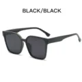 Modische große Sonnenbrille für Damen, klassische quadratische schwarze Brille mit Gold. - Schwarzer Rahmen Schwarz Graue Gläser