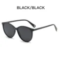 Klassische schwarze ovale Sonnenbrille für Damen, übergroße Designer-Sonnenschutzbrille. - Schwarzer Rahmen