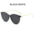 Klassische schwarz weiße ovale Sonnenbrille Designer Stil UV Schutz Sonnenbrillen Damen - Schwarzer Rahmen Off-White Bügel