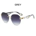 Graue rahmenlose Sonnenbrille mit Farbverlauf metallenem Gestell modische Brille Damen Herren - Verlauf Grau
