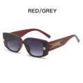 Modische quadratische Sonnenbrille für Damen, Retro dicker Rahmen mit starkem UV-Schutz. - Weinrot