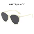 White oval sunglasses with dark lenses, elegant fashion sun protection eyewear for women. - Off-white Frame Grey Lens
