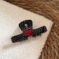 Koreanische süße coole Punkte Herz Haarklammer schwarz weiß Alltag süßes Haaraccessoire - Schwarz Punktmuster