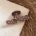 Brown star patterned hair claw clip with a chic leopard heart charm, sweet daily hair accessory. - Coffee Stars / Coffee