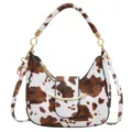 Fashion Cow Print Crescent Underarm Shoulder Bag Vintage Mini Crossbody Bag for Women Trendy - Brown And White Cow Print / Brown