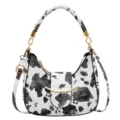 Korean style milk pattern crescent shoulder bag retro mini crossbody bag for women autumn - Black and White Cow Print / Black