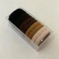 Σετ χοντρά ριμπ λάστιχα μαλλιών με διαφανές κουτί αποθήκευσης, πολύχρωμα ελαστικά. - Σειρά Καφέ Τόνων