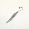 Vintage silver feather metal bookmark DIY craft accessory for handmade jewelry projects. - 7.9x0.9cm / Antique Silver