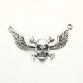 Punk Totenkopf Flügel Metall Anhänger DIY handgemachte Armband Halskette Schmuck - Antiksilber