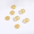 Gold flower bead caps, hollow metal spacer beads for DIY bracelets and necklaces making. - 8mm / Gold 5