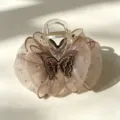 Molle per capelli con farfalla in rete e strass, elegante accessorio per acconciatura chic. - Molla Con Fiocco Marrone