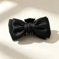 Molletta per capelli con fiocco in raso nero da donna elegante accessorio per acconciatura. - Nero