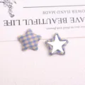 Retro blue plaid fabric five-pointed star buttons DIY clothing sewing accessories - Light Blue Yellow