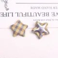 Retro plaid star fabric buttons detail view, DIY coat clothing accessories and sewing parts. - Light Yellow