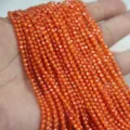 Brins de perles en vrac orange facettées pour fabrication de bijoux DIY bracelet collier. - 3mm (Environ 118 Pcs / 9g) / Rouge