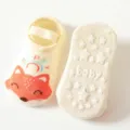 Baby antislip sokken vloersokken schattig vos ontwerp katoen gele babysokken SKU - Gebroken Wit Vos