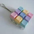 Pastel mechanical switch fidget toy keychain, 3x3 colorful keycaps with transparent base. - With Lights / Macaron 9-Key (Yellow Purple Blue Pink Green)