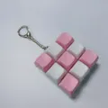 Cute macaron pink and white mechanical keyboard keycap decompression toy keychain pendant. - With Lights / Macaron 9-Key (White Pink Two-Tone)