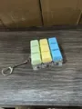 Porte-clés jouet anti-stress pour clavier mécanique portable avec touches de couleur pastel. - Macaron 9 touches (Vert Jaune Bleu Tricolore)