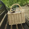 Bolso de mano trenzado de mimbre estilo playa de verano, material de ratán natural. - Bolso Cuadrado de Mimbre sin Cinta