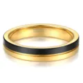 Gold tungsten ring for women, 4mm slender band with black center groove fashion jewelry. - US 4 / HK 8 / 4mm-Gold & Black