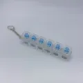 Clear mechanical keyboard switch fidget toy keychain with 6 blue keys for stress relief. - Without Light / Clear White