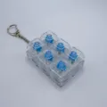 Transparent mechanical keyboard switch fidget toy keychain featuring six clear keys - Without Light / Clear White