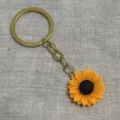 Porte-clés résine tournesol en détail, charmant pendentif de sac floral avec anneau métallique. - Style 2
