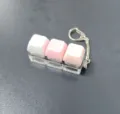 Mechanical keyboard fidget toy keychain, 3 keys macaron color stress relief toy pendant. - With Light (Luminous) / 3 Buttons White Pink Blue Macaron Color