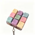 9 key mechanical keyboard switch fidget toy keychain with cute pastel mixed colors design - Model 00902 / With LED Lights