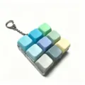 9-Key Mechanical Keyboard Fidget Toy Keychain Pastel Color Stress Relief Keyboard Pendant - Model 00916 / With LED Lights