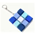 9-key mechanical keyboard fidget toy keychain, blue color mix decompression key ring pendant. - Model 00923 / With LED Lights