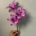 Artificial purple lily flower bouquet for home decor wedding photography floral display. - Lily (3 Heads) / Lavender