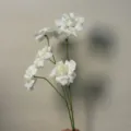 Primo piano di fiori artificiali bianchi, perfetti per bouquet da sposa e decorazioni. - Rosa delle Fate a 5 Teste Bianco