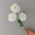 Ramo di rose artificiali bianche 3 teste fiori finti di seta per matrimonio decorazione casa - Rosa a 3 Teste Bianco