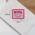 Pink embroidered fabric label cute dog patch accessory for hats bags scarves clothing 5x3.9cm - Cute Dog (1301)
