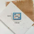 Blue checkered fabric label patch with cute embroidered bows and inspiring text design. - Blue Plaid (1308)