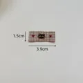 Cute black cat embroidered fabric label, brown plaid DIY garment accessory, 3.9x1.5cm. - Cat Style (zm1400) / 3.9cmx1.5cm