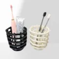 Porte-brosse à dents en céramique organiseur de salle de bain panier de rangement brosse - Blanc