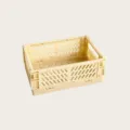 Mini panier de rangement pliant en plastique jaune crème pour papeterie et cosmétiques. - Jaune